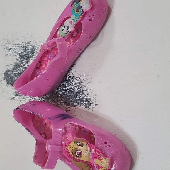 Paw Patrol Girls Shoes Pink Sparkly Silicone Jelly Shoes Size 11 GUC READ - Picture 2 of 10